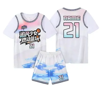 Fake Two-Piece Short Sleeve Basketball Jersey Team Training Set for Men and Women