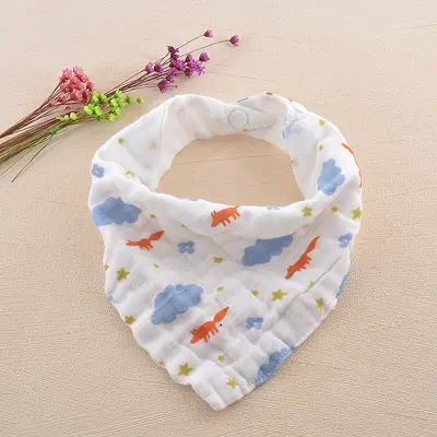 Baby triangle bib, 4-layer cotton, printed - 13
