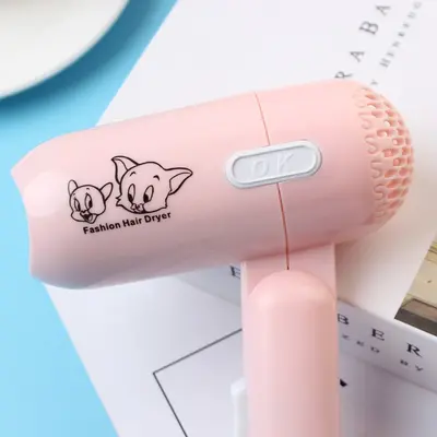 Cartoon Folding Mini Hair Dryer, Two Speed Settings, Portable