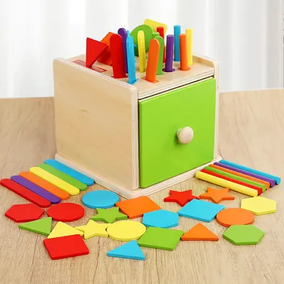 Wooden sorting box, children's educational toy, shape color matching