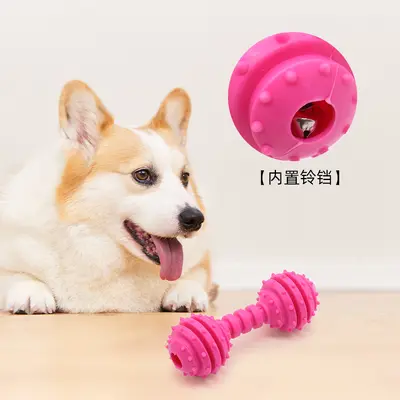 宠物玩具咬不烂小狗用品狗玩具自嗨解闷狗狗磨牙耐咬橡胶哑铃批发 - 3