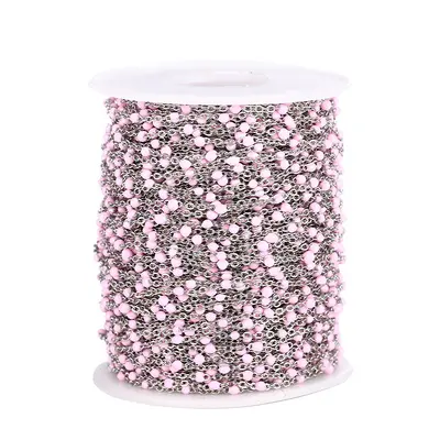 Stainless Steel Drip Oil Chain with Colored Enamel Beads for DIY - 11