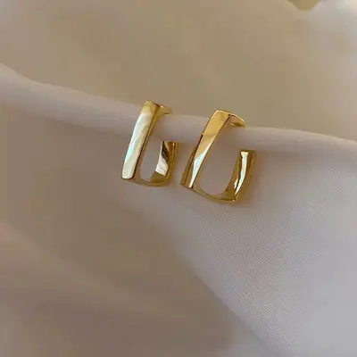 14K gold-plated geometric earrings, vintage style - 13