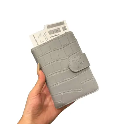 Kore tarzı deri pasaport cüzdanı, çok kartlı, minimalist
