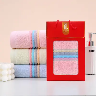 Baumwoll-Handtuchset, Geschenkbox, saugfähig und dick, Geschenk - 6