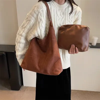 Women's Suede Tote Bag, Large Capacity, 2026 Autumn Winter Model