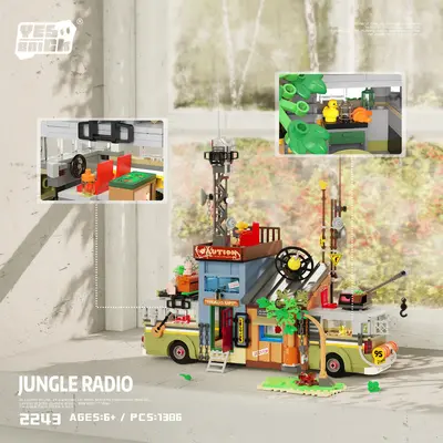 Jungle broadcasting station building blocks compatible with Lego