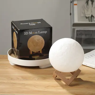 3D ay lambası el boyaması DIY yıldızlı gökyüzü lambası ay lambası LED yatak odası başucu atmosfer gece lambası stüdyo boyalı lamba - 12
