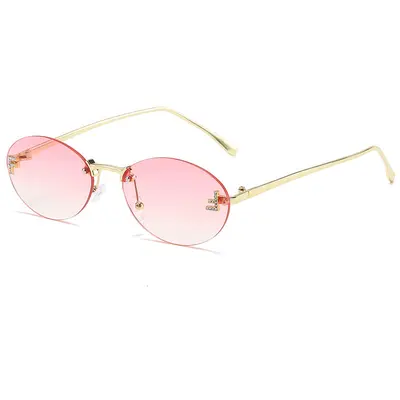 Oval Rhinestone Frameless Sunglasses for Women and Men - 11