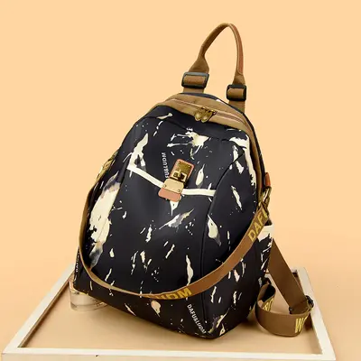Women's Canvas Backpack, Large Capacity, Printed, Travel - 8
