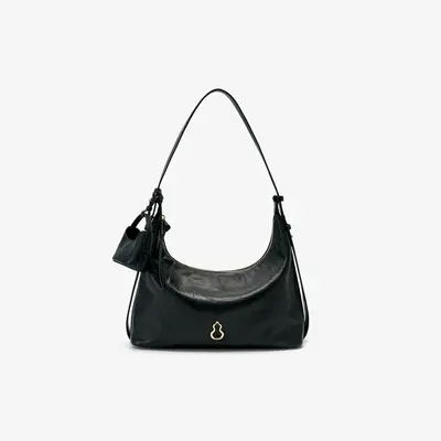 Gold Hobo Bag in Large and Small Sizes, Genuine Cowhide Leather - 8