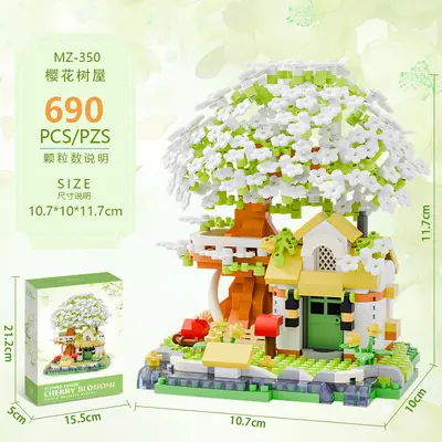 [Toptan Dropshipping] Dört Mevsim Sakura Ağacı Ev Yapı Taşları Lego ile Uyumlu çocuk Eğitici Oyuncaklar Masaüstü Süsler Hediyeler - 8