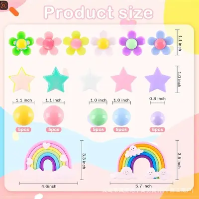 Rainbow Cake Decoration Balls, Star and Cloud Foam Balls, Birthday Party Decor - 2