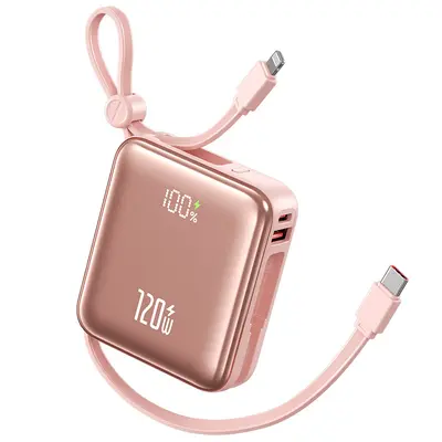 Cross-Border 120W Super Fast Charging Power Bank Compact Portable 20000mAh Built-in Cable Mobile Power Bank with Lanyard Gift - 7