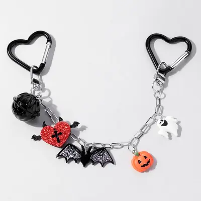 Y2K-Gothic-Halloween-DIY-Taschenkette mit Kürbis und Totenkopf