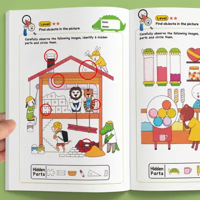 Cross-Border Children's Concentration Training Visual Discovery Challenge Maze Puzzle Book Hide-and-Seek Picture Book Find the Same