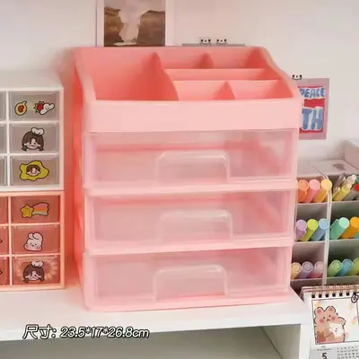 Desktop storage box with drawers for office and cosmetics - 7