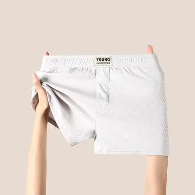 Men's cotton antibacterial boxer shorts, solid colour, loose fit - 9