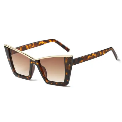 Gold-Accent Cat-Eye Sunglasses, UV400 Protection, Minimalist - 6