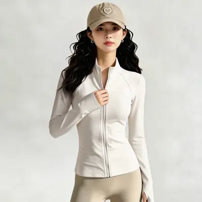 Women's yoga jacket, zip-up, slim fit - 11