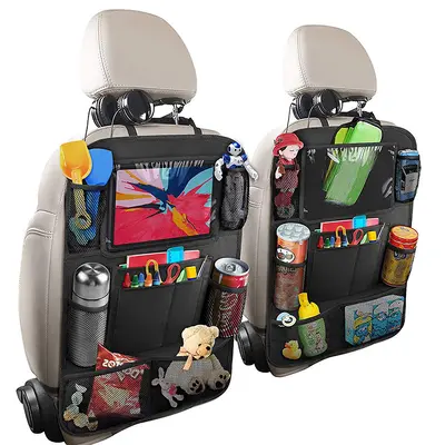 Car seat storage bag, back seat storage bag, iPad hanging bag, rear seat Oxford fabric anti-kick small table - 7