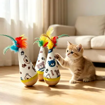 Roly-Poly Feather Cat Toy Self-Play