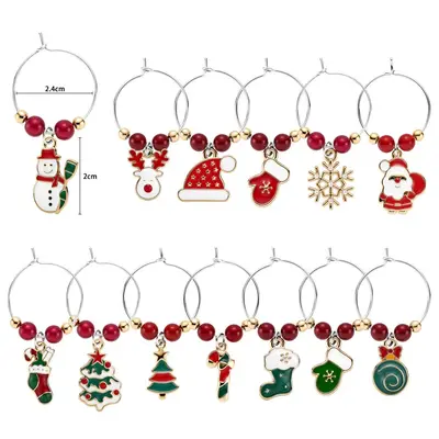 Zinklegierungs-Weinglasmarker mit Weihnachtsmotiv für Partys