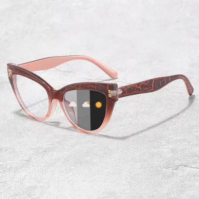 Photochromic Grey Patchwork Sunglasses, Color-Changing Lenses - 7
