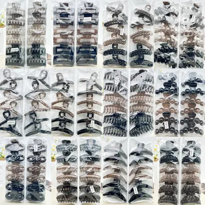 Trendy electroplated navy spring color hair clip large pearl claw clip for bun two yuan supermarket hair accessories