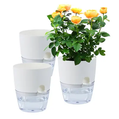 Selbstbewässernder Harz-Blumentopf, transparent, doppelwandig