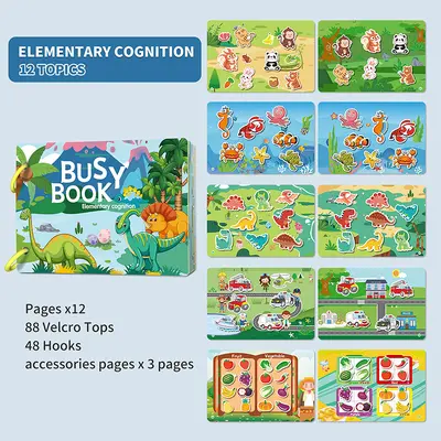 Children's Busy Book with Tear-Out Cartoon Pages, Educational Early Learning Toy - 10