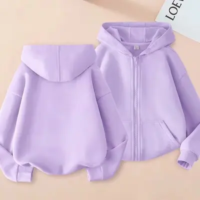 Kids' Hooded Sweatshirt, Zip-Up, Loose Fit, Spring/Autumn - 12