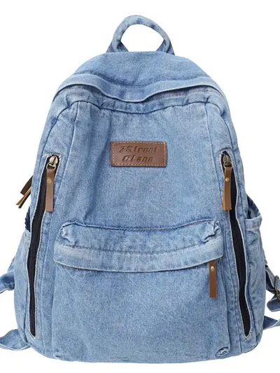 Großer Jeans-Rucksack, Schultasche - 5