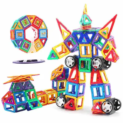Kids Magnetic Tiles Building Blocks Magnetic Metal Sheets Educational Assembly Toy - 5