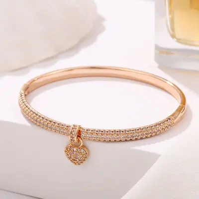 Copper bracelet with rhinestone, gold and silver options - 4
