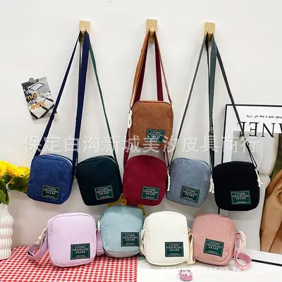 Corduroy Small Square Women's Shoulder Bag, Korean-Style Simple Crossbody