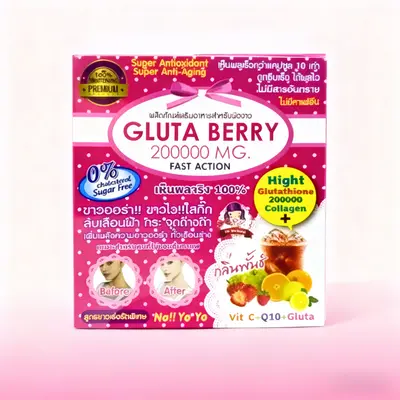 Кросс-бордер готовый товар Gluta Berry 200000 мг быстродействующий коллагеновый порошок со вкусом клубники, фруктовый вкус