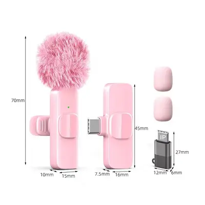 Kabelloses Ansteckmikrofon K1 Handy-Live-Streaming Aufnahmemikrofon Mini Rosa Mikrofon Rauschunterdrückung Hall Ansteckmikrofon