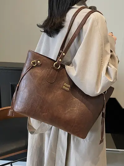 Retro-Pendler-Tote-Bag, großes Fassungsvermögen, Achseltasche für Damen