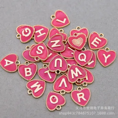 DIY Herz-Buchstabenanhänger, 26 Buchstaben, mehrfarbig, Schmuckzubehör
