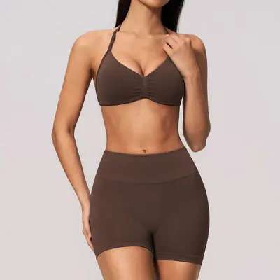 Lycra Seamless Yoga Set for Women Backless Halter Neck Quick-Dry 4535 - 8