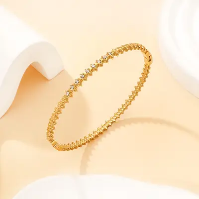 Titanstahl-Armband mit Vergoldung und Weizenähren-Design - 3
