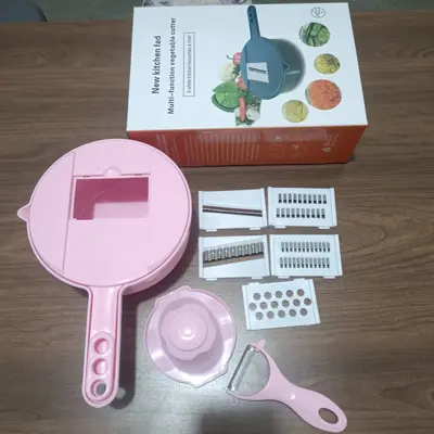 Gemüseschneider, Haushaltsreibe, Zerkleinerer, Abtropfkorb, multifunktionaler Gemüseschneider, Aufsätze, Küchenkartoffelschneidwerkzeuge - 12