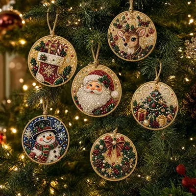 Weihnachts-Diamantbild, handgefertigtes DIY-Hängedekor, Weihnachtsmann und Weihnachtsbaum