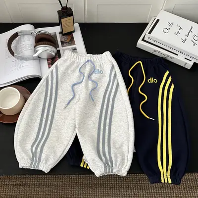 Embroidered Kids' Sweatpants Korean Style Casual Long Pants for Boys and Girls
