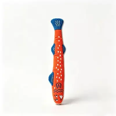Cat Toy Set with Fabric Fish Teaser, Cotton Rope Ball and Plush Caterpillar - 7