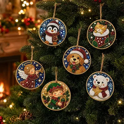6-Piece Christmas Wooden Ornament DIY Set - 5