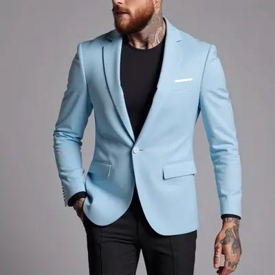 Erkek Slim Fit Tek Ceket, Kore Tarzı İş Takımı - 11
