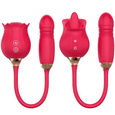 Rosen-Vibrator mit Zungen- und Saugfunktion, teleskopisch, für Frauen