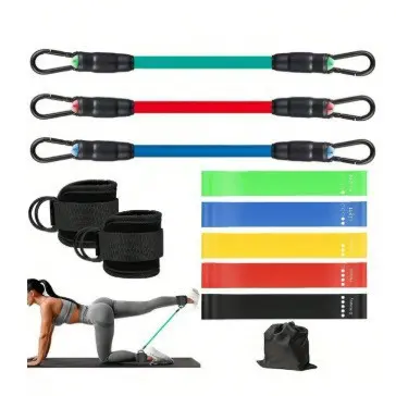 Resistance Band Exercise Set with Three Tubes, Door Anchor and Ankle Straps - 4